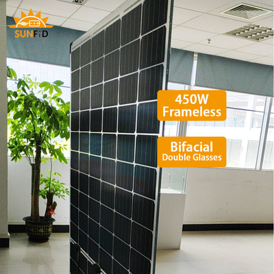 Bezramowy monokrystaliczny panel słoneczny 450 W Bifacial 10BB do domowego systemu magazynowania energii