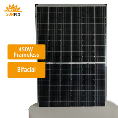 Bezramowy monokrystaliczny panel słoneczny 450 W Bifacial 10BB do domowego systemu magazynowania energii