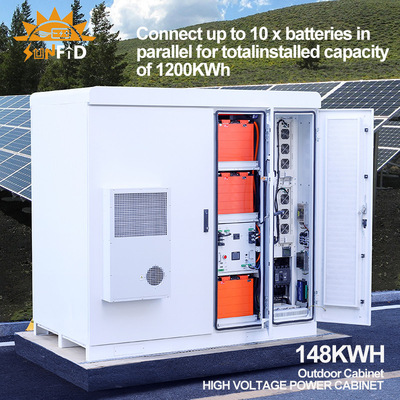 384V 192V Komercyjne systemy przechowywania baterii słonecznych 96V 148KWH