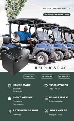 100Ah 48-woltowa bateria litowa do wózka golfowego 51,2v 200Ah Lifepo4 z ładowarką Bms