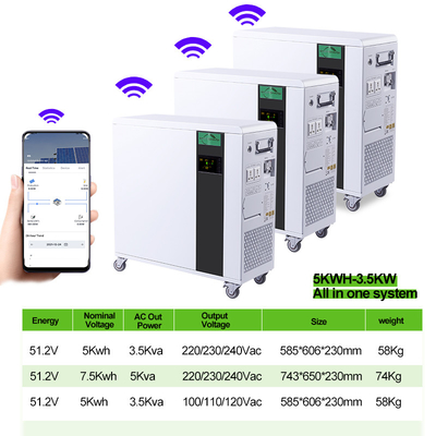 7,5KWH Domowy system magazynowania energii 5KWH All In One Baterie litowe
